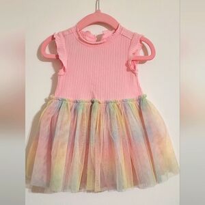 Pink Dress with Rainbow Tulle Skirt
